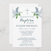 バプテスマエレガントドブアンドクロス招待状 案内状 (正面/裏面)