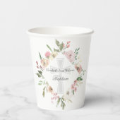 バプテスマエレガントパーティーカスタムピンクフローラ 紙コップ (裏面)