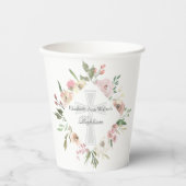 バプテスマエレガントパーティーカスタムピンクフローラ 紙コップ (正面)