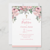 バプテスマエレガントピンクフローラ名 招待状 (正面)