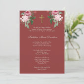 バプテスマエレガントピンクレッドフローライエス 招待状 (スタンド正面)