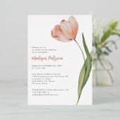 バプテスマエレガントピーチフローラチューリップバラ金ゴールド 箔招待状 (立ち正面)