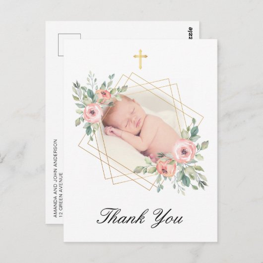 バプテスマエレガントフローラありがとう ポストカード (正面/裏面)