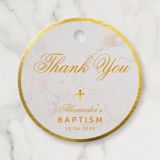 バプテスマエレガントーブルゴールドフェイクフォイルありがとう フェイバータグ (正面)