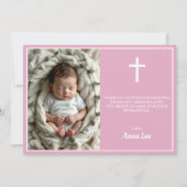 バプテスマエレガント写真コラージュダスティピンク サンキューカード (正面)