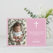 バプテスマエレガント写真コラージュダスティピンク サンキューカード (スタンド正面)