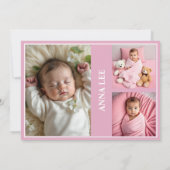 バプテスマエレガント写真コラージュダスティピンク サンキューカード (裏面)