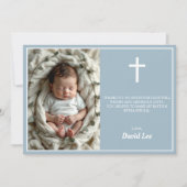 バプテスマエレガント写真コラージュダスティブルー サンキューカード (正面)