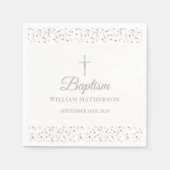 バプテスマエレガント《キリスト教》洗礼式や命名式シルバーハート スタンダードカクテルナプキン (正面)