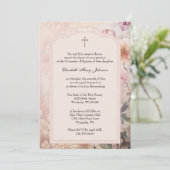 バプテスマエレガント《キリスト教》洗礼式や命名式ピンクフローラ 招待状 (スタンド正面)