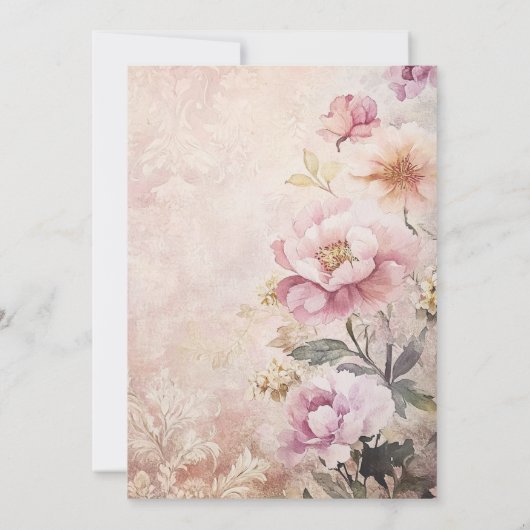 バプテスマエレガント《キリスト教》洗礼式や命名式ピンクフローラ 招待状 (裏面)