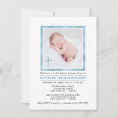 バプテスマエレガント《キリスト教》洗礼式や命名式ブルーボーイ |写真 招待状 (正面)