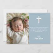 バプテスマエレガント《キリスト教》洗礼式や命名式ホワイトクロスダスティブルー サンキューカード (正面)