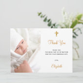 バプテスマカスタムス写真白金ゴールドミニマル サンキューカード (スタンド正面)