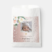 バプテスマカスタムバラ写真金ゴールド女の子花模様 フェイバーバッグ (正面)