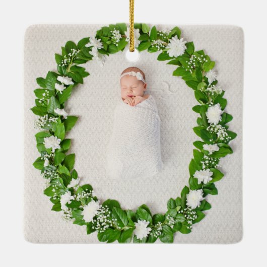 バプテスマカラフル初めてのクリスマスライツキープサケ セラミックオーナメント (裏面)