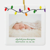 バプテスマカラフル初めてのクリスマスライツキープサケ セラミックオーナメント (正面)