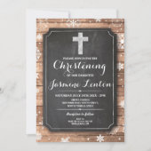 バプテスマクロス《キリスト教》洗礼式や命名式ウッドクリスマススノー 招待状 (正面)