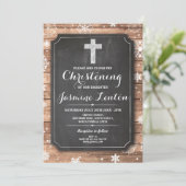 バプテスマクロス《キリスト教》洗礼式や命名式ウッドクリスマススノー 招待状 (スタンド正面)