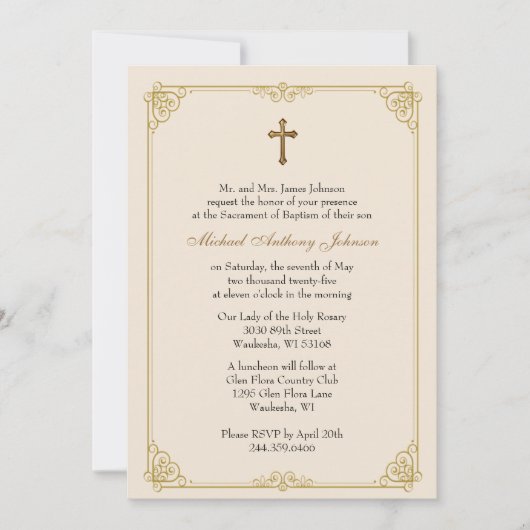 バプテスマザーメアリーバラマリアン・クロス 招待状 (正面)