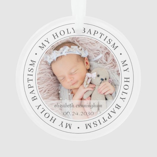 バプテスマシンプルスのフレームモダンカスタム写真 オーナメント (裏面)