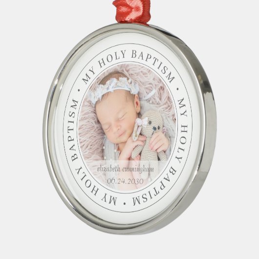 バプテスマシンプルスのフレームモダンカスタム写真 メタルオーナメント (左)