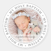 バプテスマシンプルスのフレームモダンカスタム写真 ラウンドシール (正面)