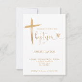 バプテスマシンプルスモダンクロス《キリスト教》洗礼式や命名式金ゴールド 招待状 (正面)