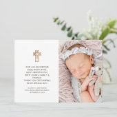 バプテスマシンプルーとモダンフォトクロスありがとう サンキューカード (スタンド正面)