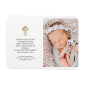 バプテスマシンプルーとモダンフォトクロスありがとう マグネット (横)