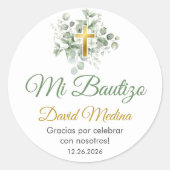 バプテスマスペインのインかわいい緑葉の人 ラウンドシール (正面)