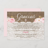 バプテスマスペインのスバウティゾグラシアスのサンキューカード インビテーションポストカード (正面/裏面)