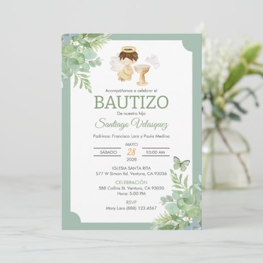 バプテスマスペインのス男の赤ちゃんのインビタシオンバウティゾ 招待状 (スタンド正面)