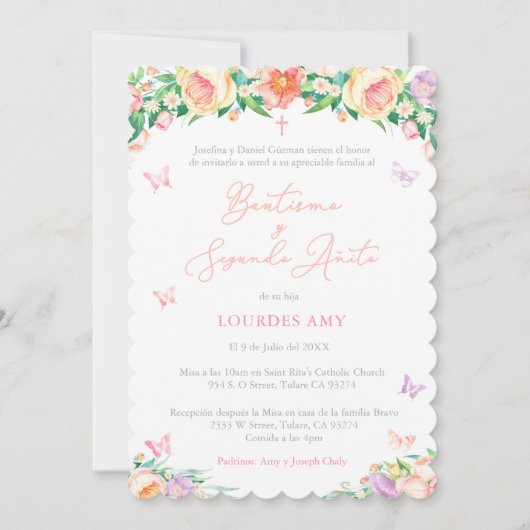 バプテスマスペインのス2nd誕生日バウティゾ2Do Cumple 招待状 (正面)
