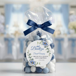 バプテスマスペインのバウティスモ緑葉の花青い花 ラウンドシール