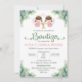 バプテスマスペインの招待状双子の姉妹 招待状