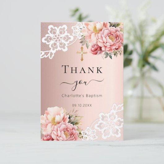 バプテスマバラ金ゴールドピンクフローラレースクロス サンキューカード (スタンド正面)