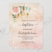 バプテスマバラ金ゴールドフローラユーカリ銀輝 招待状 (正面/裏面)