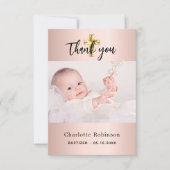 バプテスマバラ金ゴールド写真ベビーガール サンキューカード (正面)