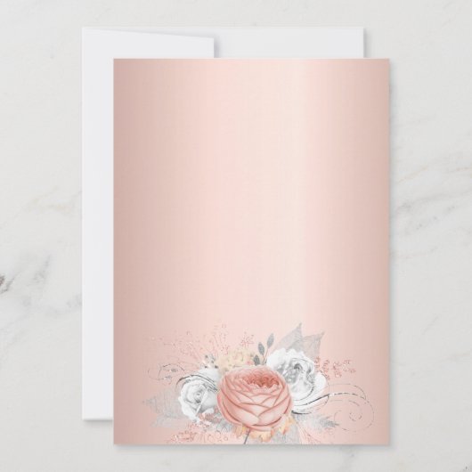 バプテスマバラ金ゴールド花模様ガールメタルエレガント 招待状 (裏面)