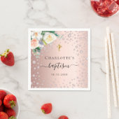 バプテスマバラ金ゴールド花模様女エレガントの子の名前 スタンダードカクテルナプキン (インサイチュ)