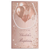 バプテスマバラ金ゴールド赤面グリッターが風船を乾燥 スモールペーパーバッグ (裏面)