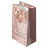 バプテスマバラ金ゴールド赤面グリッターが風船を乾燥 スモールペーパーバッグ (正面アングル)