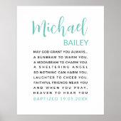 バプテスマパーソナライズされたの印刷可能、男の子バプテスマの贈り物 ポスター (正面)