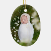 バプテスマパーソナライズされたの女の子のフローラクロス両面 セラミックオーナメント (裏面)