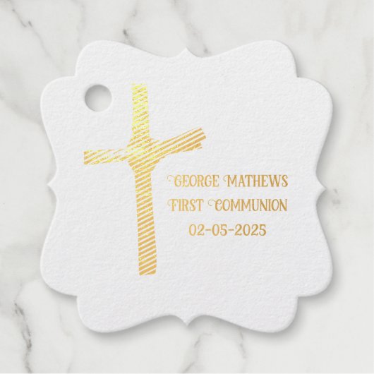 バプテスマパーソナライズされたス・パーム・クロス・コミュニオン フェイバータグ (正面)