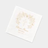 バプテスマパーソナライズされたフローラクロス 箔ナプキン (左)