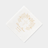 バプテスマパーソナライズされたフローラクロス 箔ナプキン (右)