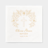 バプテスマパーソナライズされたフローラクロス 箔ナプキン (正面)