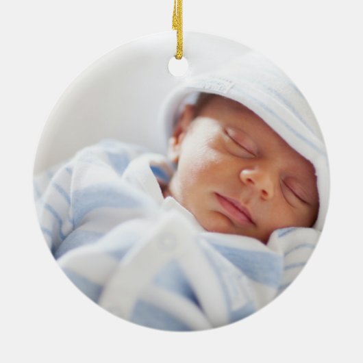 バプテスマパーソナライズされたボーイ贈り物の水彩風景 セラミックオーナメント (裏面)